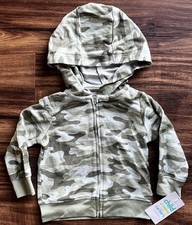 Carters Child of Mine Boys Jacket Sweatshirt Hoodie 3-6 M Green Camo Full Zip