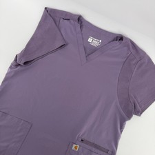 Carhartt Scrub Top Womens Medium Purple Force Modern Fit V-Neck C13210 Pocket