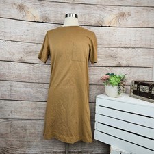 Everlane T-Shirt Dress Casual Short Sleeve Pocket Front Tan Brown XS