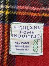 Vintage Highland Home Industries All Wool Red Tartan Plaid Blanket Scotland