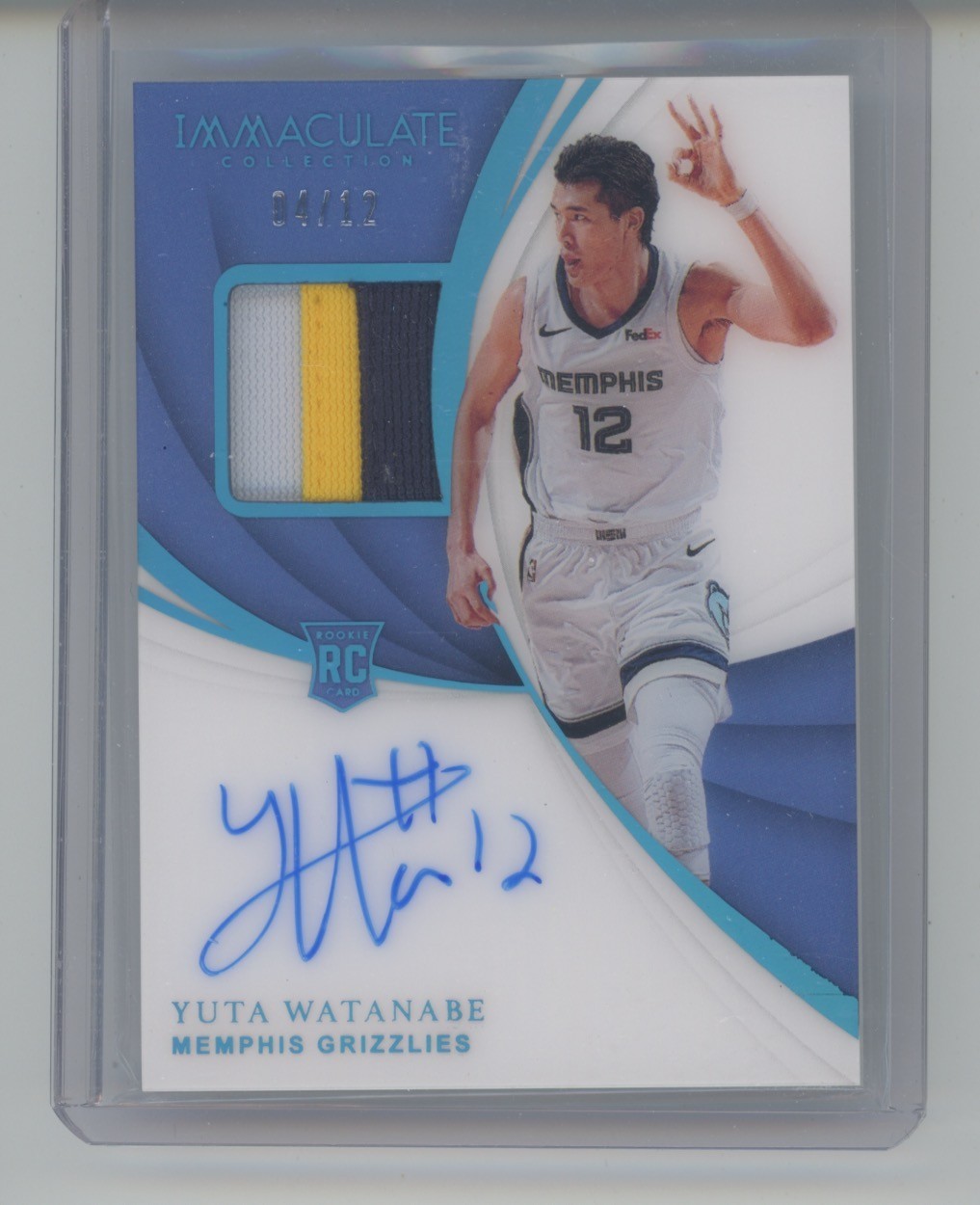 YUKI WATANABE 2018-19 Immaculate JERSEY NUMBER Auto Rookie RC Patch ACETATE /12
