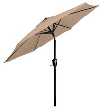 7.5FT Outdoor Patio Umbrella with 6 Ribs UV Protection Waterproof for Pool Tan