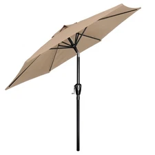 7.5FT Outdoor Patio Umbrella with 6 Ribs UV Protection Waterproof for Pool Tan