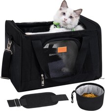 Foldable Soft-Sided Airline Approved Pet Carrier Bag with Mesh Ventilation for