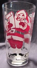 Vintage Boscul Christmas Santa Chimney Train List Peanut Butter Glass 5"