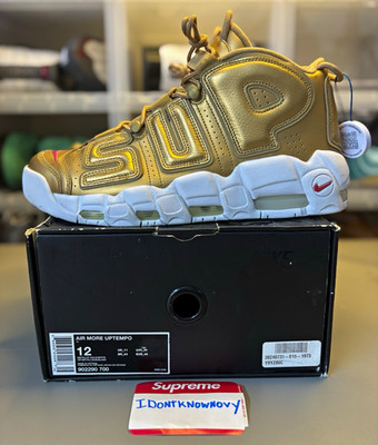 Size 12 - Nike Air More Uptempo x Supreme Suptempo Gold 