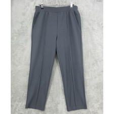 LOFT Pants Womens Medium Pintuck Elastic Waist Pockets Office Trouser Knit Gray