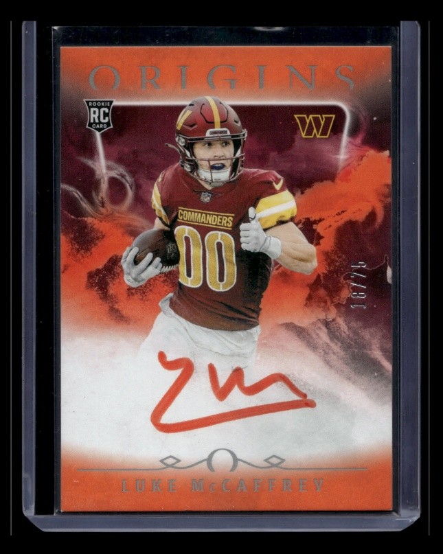 2024 Panini Origins Luke McCaffrey Rookie Autograph Orange /75 AU RC
