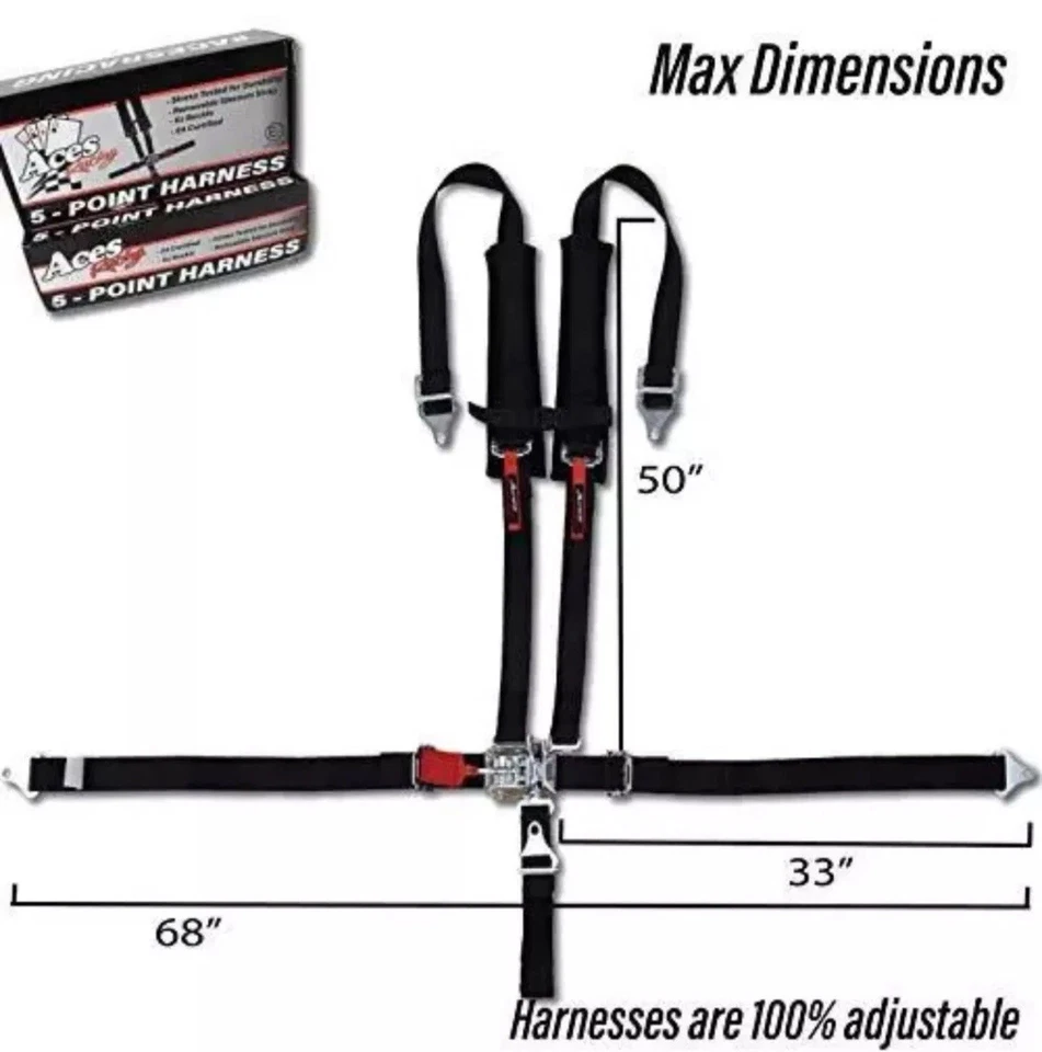 Arnés de 5 puntos Aces Racing con acolchado de 2 pulgadas (negro) negro Foto 2 de 4