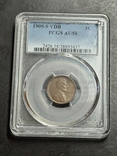 1909-S VDB Lincoln Wheat Cent Penny PCGS AU58 Key Date US 1c Coin (Slab1369)