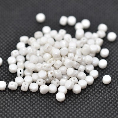 Kalos  par Puca  (50 beads) 2-Hole 4x3mm Drum Shape - Opaque White Ceramic Look