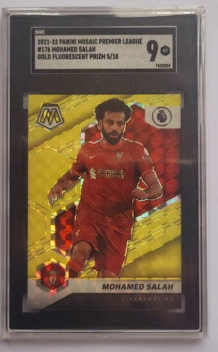 Mohamed Salah [Gold Fluorescent] #176 2021 Panini Mosaic Premier League card