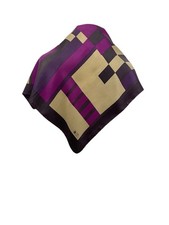 S23 LIBERTY of LONDON Silk Scarf Vintage Geometric Colorblock Purple Gold
