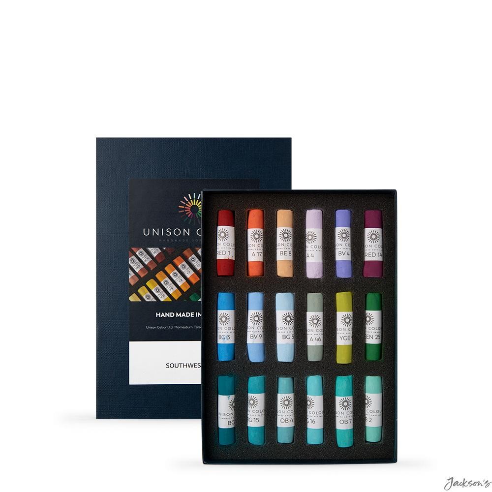 Unison Colour Soft Pastel Sticks Pure Pigment 18 Pack 54mm Art Drawing
