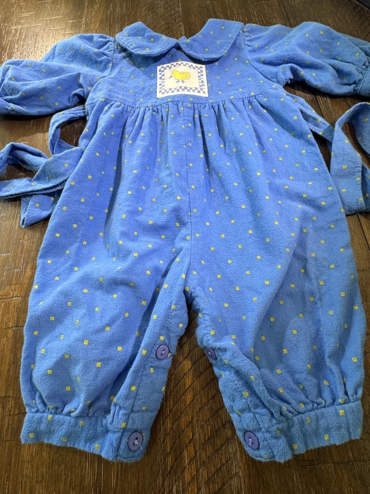 Conjunto de mono mameluco bebé vintage 100 % algodón mono pato aplique hecho en Estados Unidos Foto 3 de 4