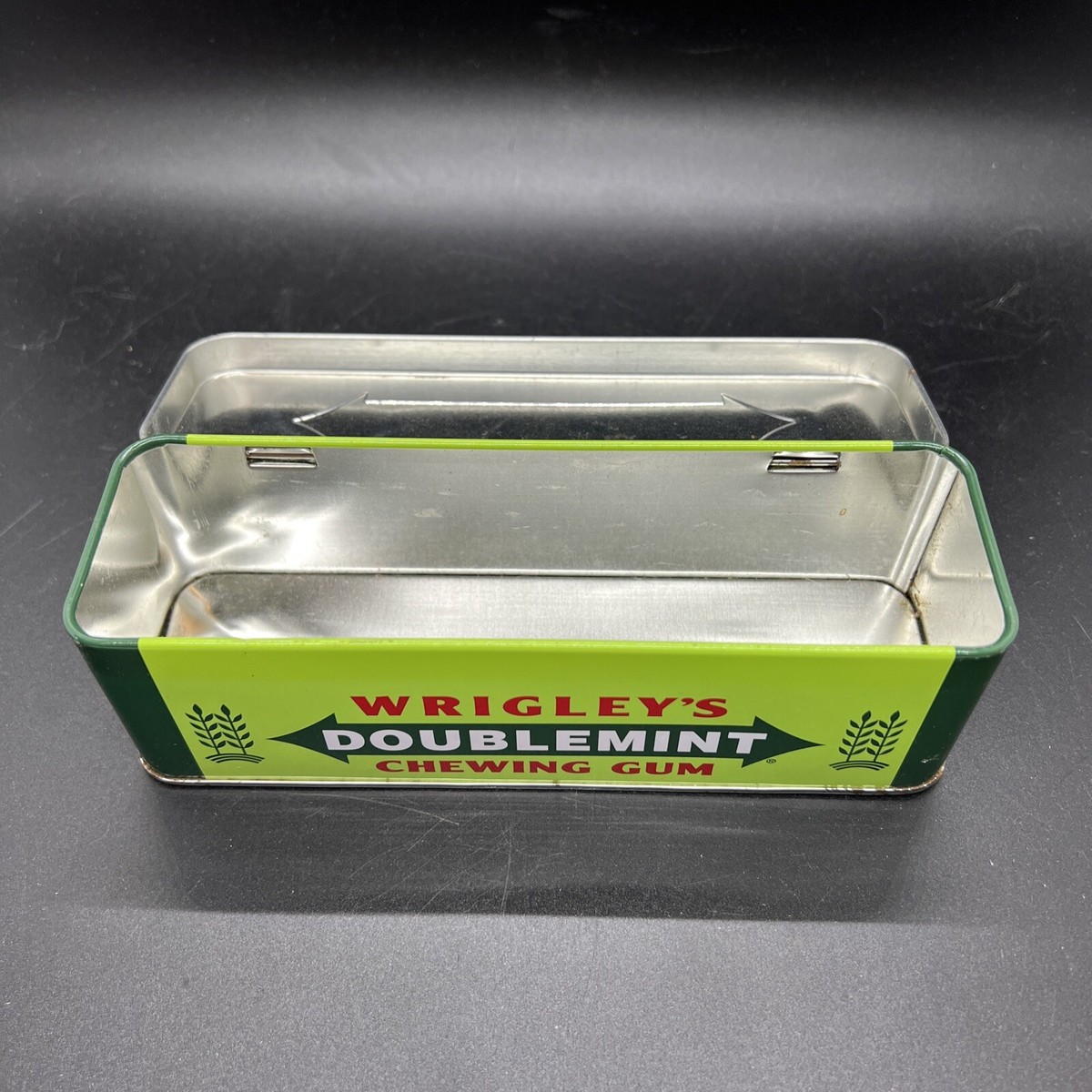 Vintage Wrigley's Juicy Fruit Chewing Gum Metal Hinged Tin Can