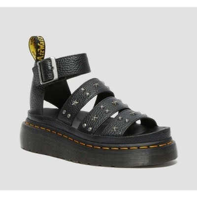 New Dr. Martens Clarissa II Milled Nappa Platform Strap Sandals Size 7 Black
