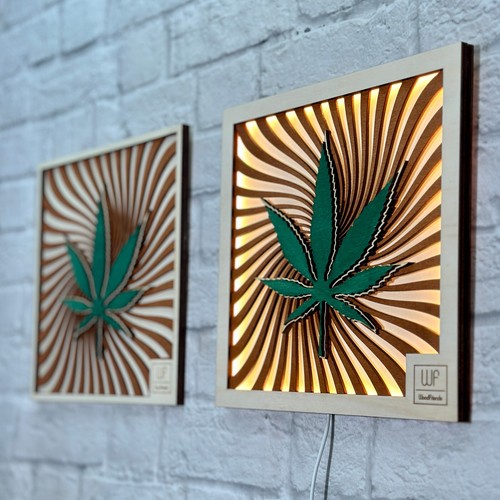 Quadro in Legno Regalo per Cannabis Club Decorazione da Parete Compleanno Foglia di Marijuana - Foto 14 di 14