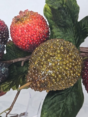 Beaded Fruit Apples Pears Vine Leaves Mantle Centerpiece Swag Wall Hanging - Picture 12 of 19