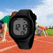 Kids Boys Girls Gift LED Sports Digital Electronic Wrist Watch Waterproof Black