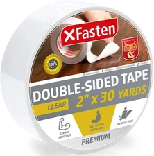 XFasten Double Sided Tape Clear, Removable, 2-Inch by 30-Yards, Ideal as a Gi...