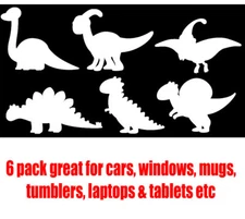 6 Dinosaur 3" Vinyl Decals Car Windows Laptop Tablet Notebook Tumblers Mugs