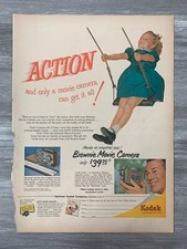 1954 EASTMAN KODAK CO 10.5x13.5" Print Ad VG 4.5 Brownie Movie Camera Action 