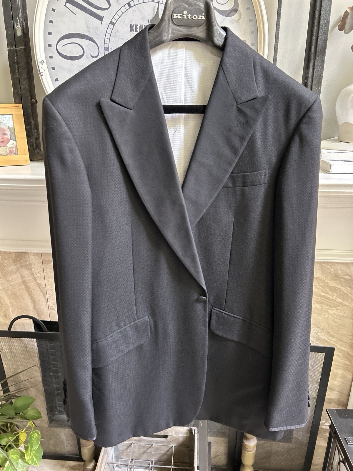 FILA SPENCER HART Savile Row giacca smoking uomo nero risvolto a punta 42L