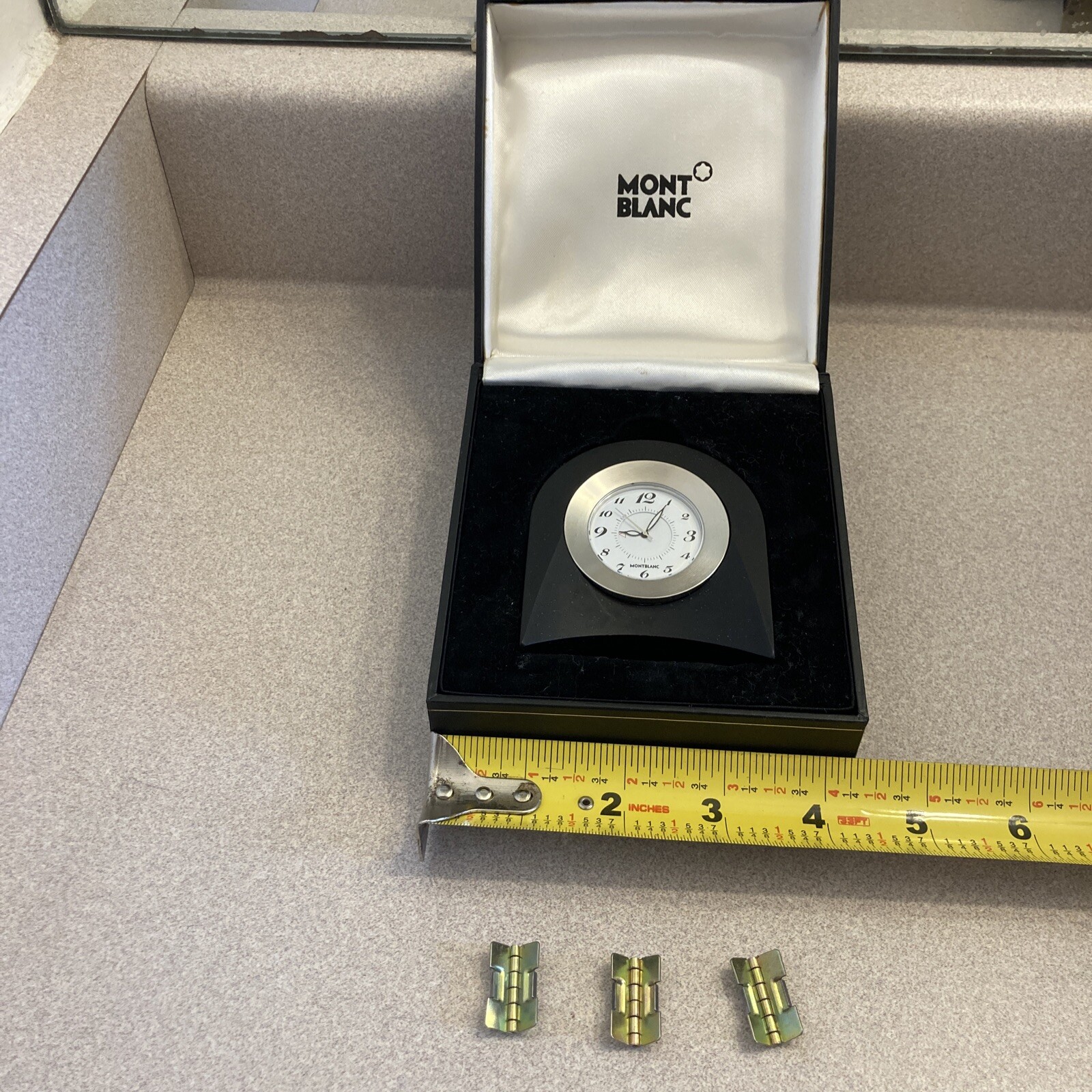 Mont blanc Quartz Travel Desk Clock Alarm ibox 7084 AL1855804 Black Swiss