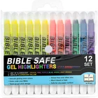 Bible Safe Gel Highlighters, Pack of 12 - Set with 6 Bright Ne
