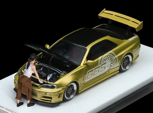 NISSAN GT-R (R34) - Z Tune + Figure - greengold with BBS - Time Micro 1:64