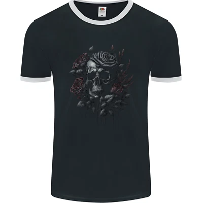 Ein Gothic Schädel Mit Blumen Rosen Herren Ringer Maglietta FotL - Bild 1 von 2