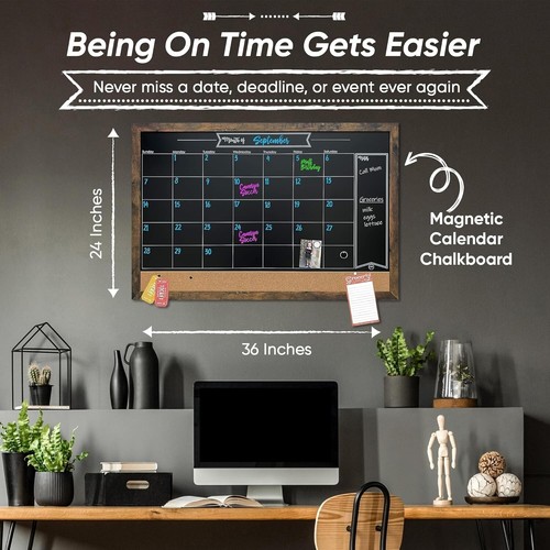 Loddie Doddie Large Rustic Magnetic Chalkboard Calendar for Elegant Organization - Picture 4 of 10
