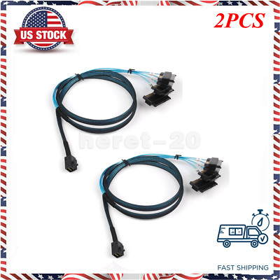 2PCS SAS SATA Cable SFF-8643 Internal Mini SAS to (4) 29pin SFF-8482 Adapters 1M