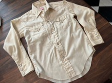 Vintage 1960  s Miller Little Boys Western Shirt Pearl Snaps Beige 8 wash  wear