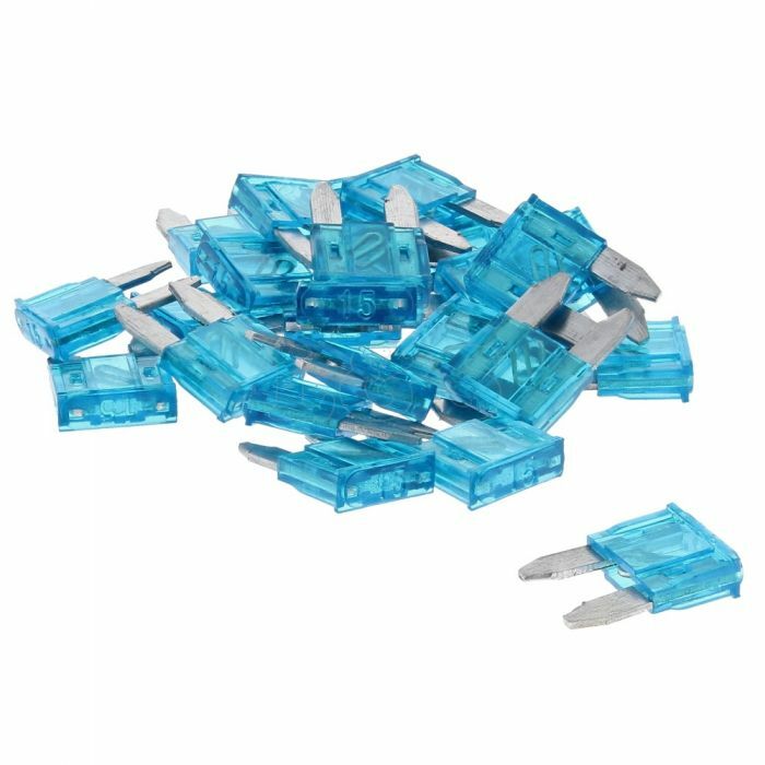 Mini Blade Fuses, Blue 15 Amp, Pack of 25