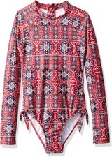 Seafolly Kids 2208 Marrakesh Sunset Surf Long Sleeve One Piece Swimsuit Size 12