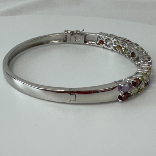 Robert Seemann 925 5 ct Gemstone Cuff Bracelet Genuine Peridot Garnet Amethyst - Picture 10 of 14