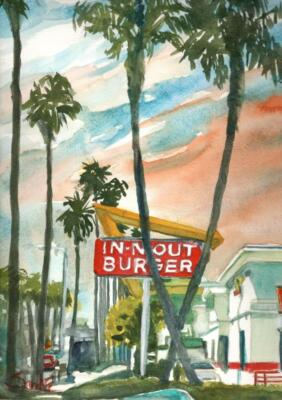 In-N-Out Ventura Watercolor Print Sandra Stone SIGNED Limited Edition California