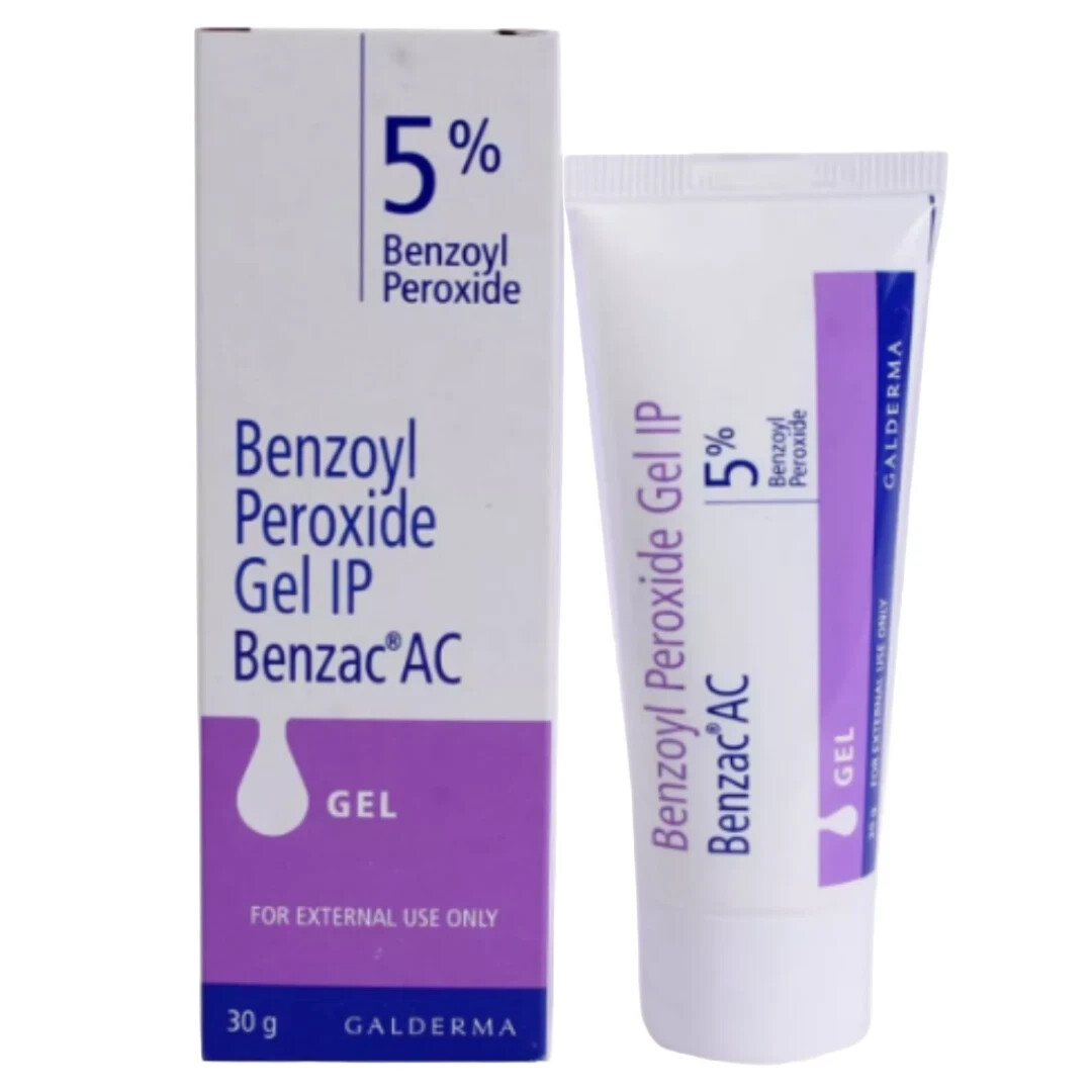 BENZAC AC 5% gel benzoyl peroxide acne pimple galderma - 30g,  FREE FAST SHIP.