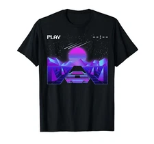 New Limited Aesthetic Cyberpunk Outrun Synthwave Sunset Car T-Shirt