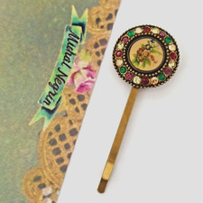 Michal Negrin Hairpin Retro Romantic and Swarovski Crystals Floral Barrette Gift