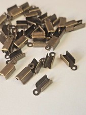 100 12x4mm Fold Over Cord Ends Leather String Crimp Nickel Free