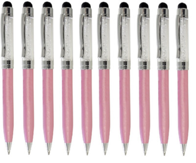 10 Pack Rona Klein Metallic Pink Kugelschreiber Stilus Stift Mit Kristall Detail