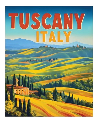 Toskana Landschaft Wandkunst Lebendige Italienische Szenerie Vintage N