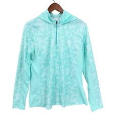 HUK Icon X Hoodie Womens XL Green 1/4 Zip Fishing Performance Sun Protect W747