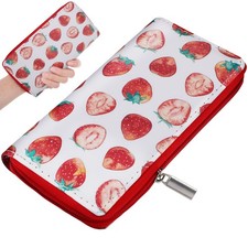  Strawberry Wallet Zipper Long Purse Coin Purse Credit Card Wallet for Women