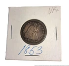 1853 Seated Liberty Silver Coin 25c Collection Quarter