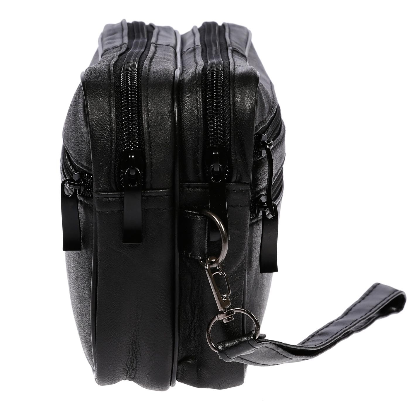Borsa da polso XL in vera pelle nera foto 4