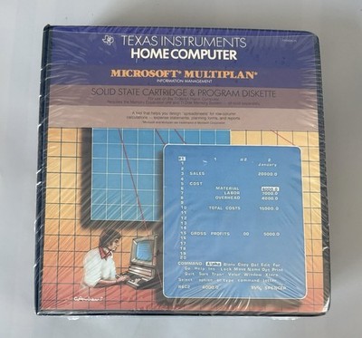 Texas Instruments TI-99/4A Microsoft Multiplan Set 1053635-25   New Sealed